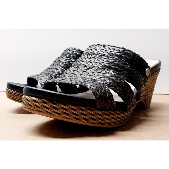 Dana Buchman Women Size 9M Brown Black Billy Strappy Wedge Heel Open Toe SANDALS - Picture 2 of 15